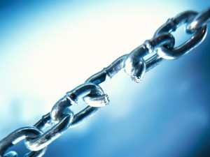 close-up of a link broken on a chain link